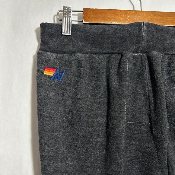 Aviator Nation Sweatpants Joggers M Gray Rainbow Stripe Mountain Pockets - Picture 7 of 13